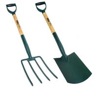 Hilka Digging Spade & Garden Fork Steel Trench Drainage Shovel Set 92062020