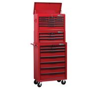 Hilka Heavy Duty 19 Drawer Mobile Combination Unit C319BBS Garage Workshop RedUK