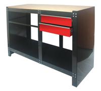Hilka Heavy Duty 2 Drawer Work Bench - Black 1.3m