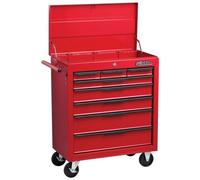 Hilka Heavy Duty 8 Drawer Tool Trolley Lid Garage Workshop Red Steel Cabinet Pro