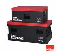 Hilka Heavy Duty Steel Storage Box Bundle 32 Inch Van Box And 42 Inch Site Box Lockable Tool Chest Secure Storage Solution