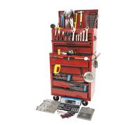 Hilka Heavy Duty Tool Chest and Cabinet with 271 Piece Mechanics Tool Kit - Red