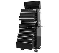 Hilka Tool Storage Chest Trolley Set 17 Drawer Black Metal Roll Cabinet Box Unit