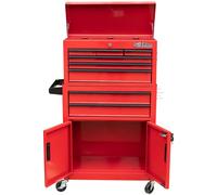 Hilka Tool Trolley Chest 8 Drawer Red Metal Storage Roll Cabinet Wheels Box Cab
