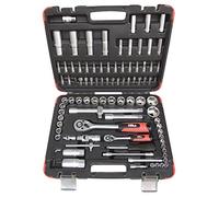 Hilka Tools Socket Set 01110094 - 94-Piece 1/4 & 1/2-Inch, Black/Silver