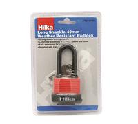 Hilka Tools 70818040 40mm Long Shackle Weather Resist Padlock, Red & Black