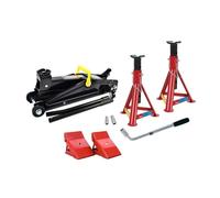 Hilka Trolley Jack With Axle Stands And Wheel Chocks - 3 Tonne Car Mechanics Kit