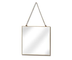 Hill 1975 17071 Gold Edged Square Hanging Wall Mirror, Glass, Metal, Mixed, one
