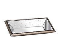 Hill 1975 Astor Distressed Mirrored Display Tray with Wooden Detailing, Glass, Mixed, 32 x 16 x 5cm