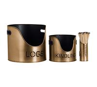 Bronze Finish Logs And Kindling Buckets & Matchstick Holder