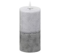 Hill 1975 Luxe Collection Natural Glow 3x6 Grey Dipped LED Candle, PLASTIC,WAX, Mixed, 7.5 x 7.5 x 15 cm