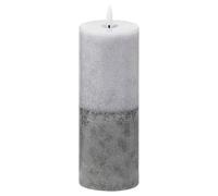 Hill 1975 Luxe Collection Natural Glow 3x8 Grey Dipped LED Candle, PLASTIC,WAX, Mixed, 7.5 x 7.5 x 20 cm