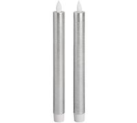 Hill 1975 Pair Of Silver Luxe Flickering Flame LED Wax Dinner Candles