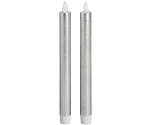 Hill 1975 Pair Of Silver Luxe Flickering Flame LED Wax Dinner Candles