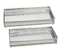 Hill 1975 Set of Rectangular Nickel Plated Trays, Silver, 12.5 x 25.5 x 4 cm