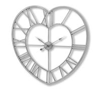 Silver Heart Skeleton Wall Clock
