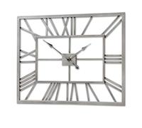 Hill 1975 Silver Rectangular Skeleton Wall Clock, METAL, Mixed, 4.5 x 80 x 60 cm