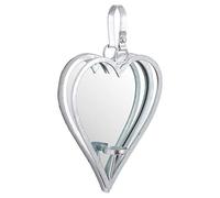 Hill 1975 Small Silver Mirrored Heart Candle Holder, GLASS,METAL, Mixed, 7 x 23 x 40 cm