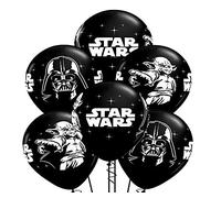 Hill 6x12” Star Wars Latex Balloons - 6 Pack - Black, White - Birthday - Kids