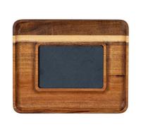 Hill Interiors Acacia Serving Tray With Slate - L22 X W27 X H2 Cm - Brown