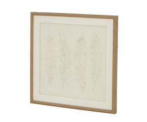 Hill Interiors Alta Feathers Art Mounted In Beaded Frame - Wood - L2 X W50 X H50 Cm - Brown
