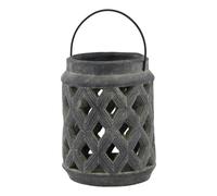 Hill Interiors Amalfi Lattice Lantern - Grey - Grey - 23cm x 17cm x 17cm
