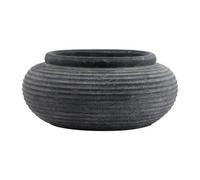 Hill Interiors Amalfi Ribbed Round Planter Grey (19Cm X 41Cm X 41Cm)