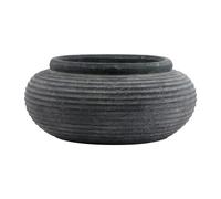Hill Interiors Amalfi Ribbed Round Planter - Grey - 19cm x 41cm x 41cm - Grey - 100% Mixed