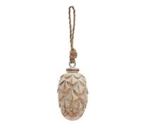 Hill Interiors Antique White Wash Small Pine Cone Bauble - Wood - L6 X W6 X H10 Cm - Brown