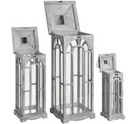 Hill Interiors Archway Design Wooden Candle Lanterns (Set Of 3) - Grey - Grey - One Size