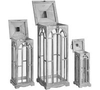Hill Interiors Archway Design Wooden Candle Lanterns (Set Of 3) In Grey Grey