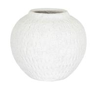 Hill Interiors Ashen Round Vase - White - 16cm x 19cm x 19cm - White - 100% Mixed