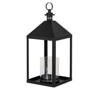 Hill Interiors Astral Glass Lantern Candle Holder 38Cm X 17Cm X 17Cm In Black Black