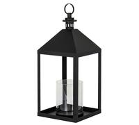 Hill Interiors Astral Glass Lantern Candle Holder - Black - Black - 38cm x 17cm x 17cm
