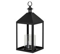 Hill Interiors Astral Glass Lantern Candle Holder - Black - Black - 61cm x 25cm x 25cm