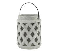 Hill Interiors Athena Stone Lattice Lantern - White - White - 15cm x 15cm x 15cm - 100% Mixed