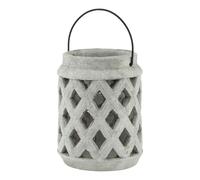 Hill Interiors Athena Stone Lattice Lantern - White - White - 15cm x 15cm x 15cm