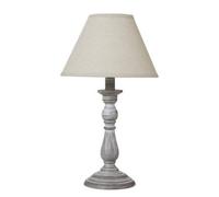 Hill Interiors Augusta Column Table Lamp With Linen Shade - Wood - L12 X W12 X H31 Cm - Grey