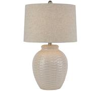 Hill Interiors Basketweave Table Lamp With Linen Shade - Ceramic - L38 X W38 X H63 Cm - White