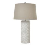 Hill Interiors Beaded Ceramic Table Lamp (UK Plug) - White - 71cm x 40cm x 40cm - White