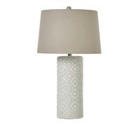 Hill Interiors Beaded Ceramic Table Lamp (UK Plug) - White - 71cm x 40cm x 40cm - White