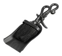 Hill Interiors Black Brushed Steel Crook Top Hearth Tidy Set - Silver/Black/Grey - One Size - Silver/Black/Grey - 100% Steel