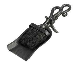 Hill Interiors Black Brushed Steel Crook Top Hearth Tidy Set - Silver/Black/Grey - One Size - Silver/Black/Grey - 100% Steel