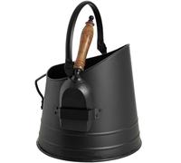 Hill Interiors Black Coal Bucket With Teak Handle Shovel - Black - One Size - Black