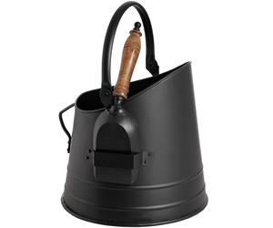 Hill Interiors Black Coal Bucket With Teak Handle ShovelOne Size Black HI2438
