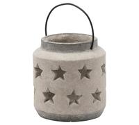 Hill Interiors Bloomville Stone Star Candle Lantern - Stone - Stone - 19cm x 18cm x 18cm