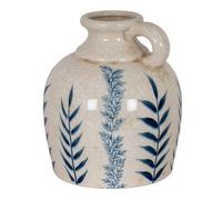Hill Interiors Blue Flora Amphora Jug Vase - Ceramic - L19 X W19 X H23 Cm - White