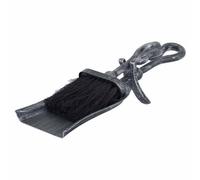Hill Interiors Brushed Steel Crook Top Hearth Tidy Set - Steel - L8 X W13 X H37 Cm - Black/silver