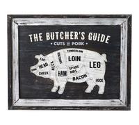 Hill Interiors Butchers Cuts Pork Framed Plaque White/grey (One Size)