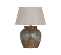 Hill Interiors Castello Aged Stone Effect Table Lamp (UK Plug) - Beige/Black/Brown - One Size - Beige/Black/Brown